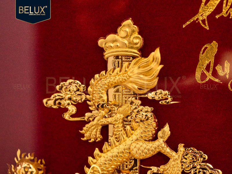 Tranh Rồng Phú Quý Dát Vàng 24k- 32x25cm